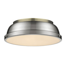 Golden 3602-14 AB-PW - Yep by Golden Lighting Duncan 2-light Flush Mount in Aged Brass and Pewter shade